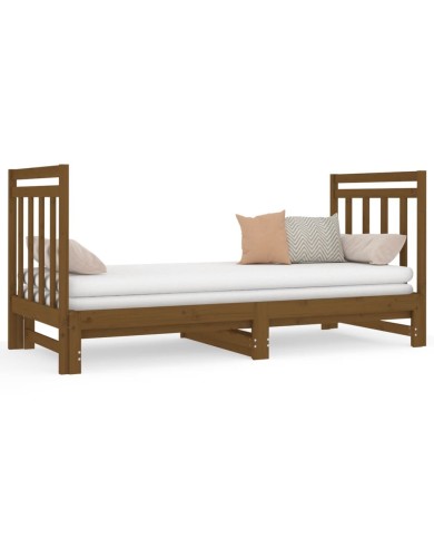 Lit coulissant Marron miel 2x(90x190) cm Bois de pin massif