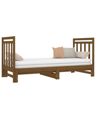 Lit coulissant Marron miel 2x(90x190) cm Bois de pin massif
