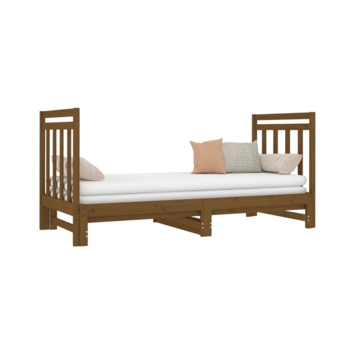 Lit coulissant Marron miel 2x(90x190) cm Bois de pin massif