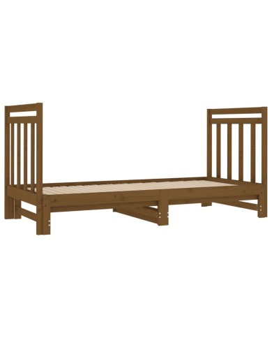 Lit coulissant Marron miel 2x(90x190) cm Bois de pin massif