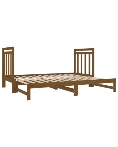 Lit coulissant Marron miel 2x(90x190) cm Bois de pin massif