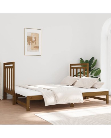 Lit coulissant Marron miel 2x(90x190) cm Bois de pin massif