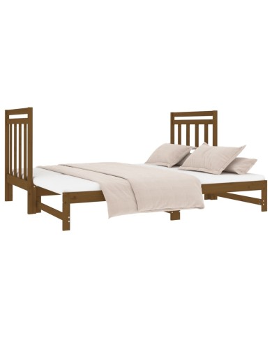 Lit coulissant Marron miel 2x(90x190) cm Bois de pin massif