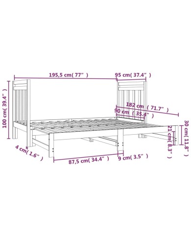 Lit coulissant Marron miel 2x(90x190) cm Bois de pin massif