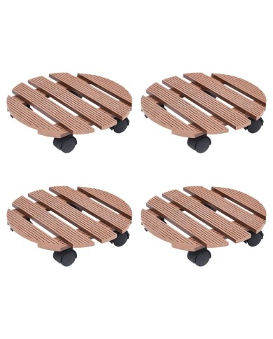 Chariots à plantes 4 pcs Marron Ø30x7,5 cm WPC