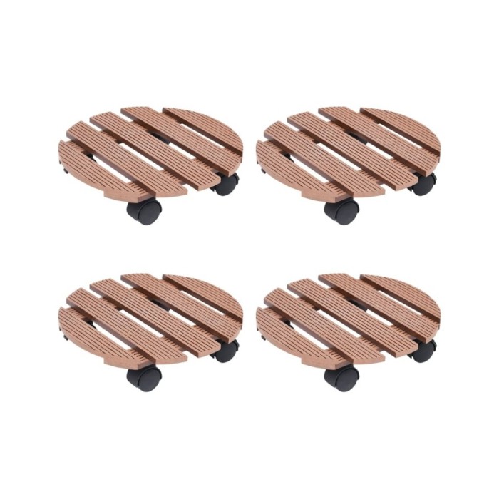Chariots à plantes 4 pcs Marron Ø30x7,5 cm WPC