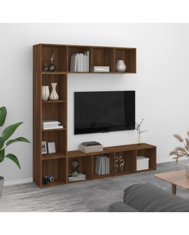 Ensemble bibliothèque/meuble TV 3 pcs Chêne marron 180x30x180cm