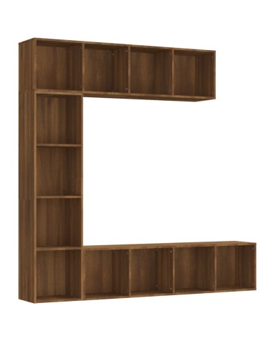 Ensemble bibliothèque/meuble TV 3 pcs Chêne marron 180x30x180cm