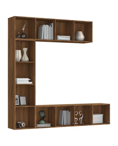 Ensemble bibliothèque/meuble TV 3 pcs Chêne marron 180x30x180cm