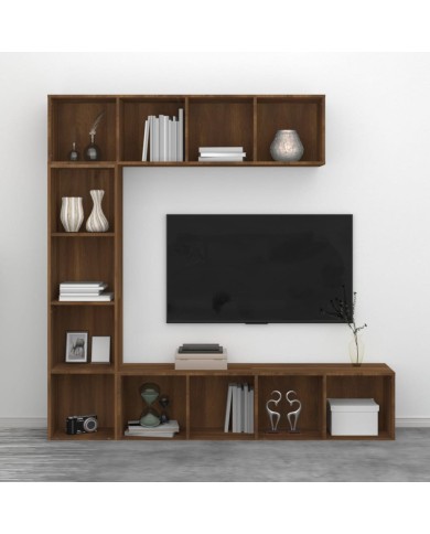 Ensemble bibliothèque/meuble TV 3 pcs Chêne marron 180x30x180cm