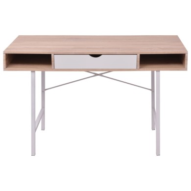 Bureau avec 1 compartiment Chêne et blanc