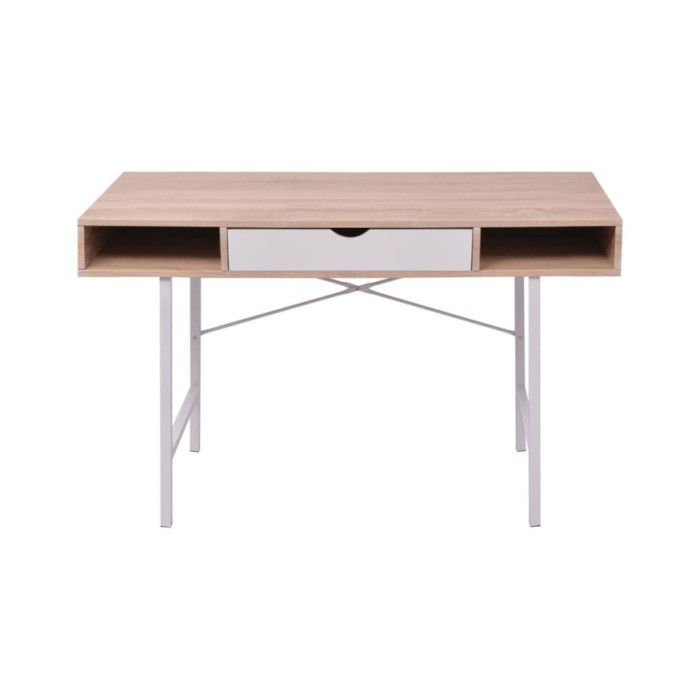 Bureau avec 1 compartiment Chêne et blanc