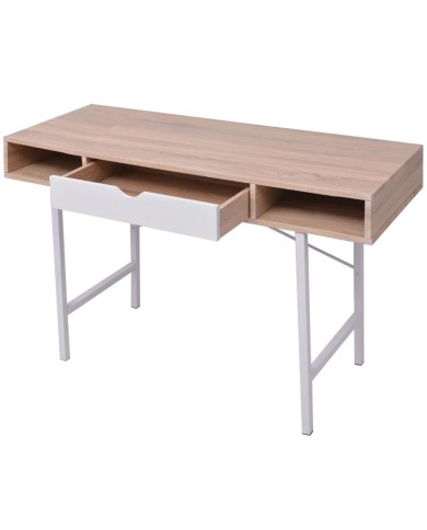 Bureau avec 1 compartiment Chêne et blanc