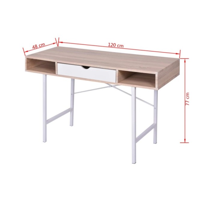 Bureau avec 1 compartiment Chêne et blanc