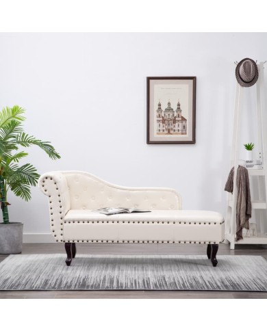 Chaise longue Blanc crème Similicuir