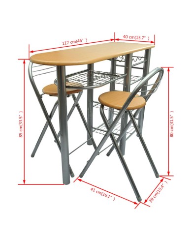 Ensemble de table et de chaises de bar / cuisine Bois 