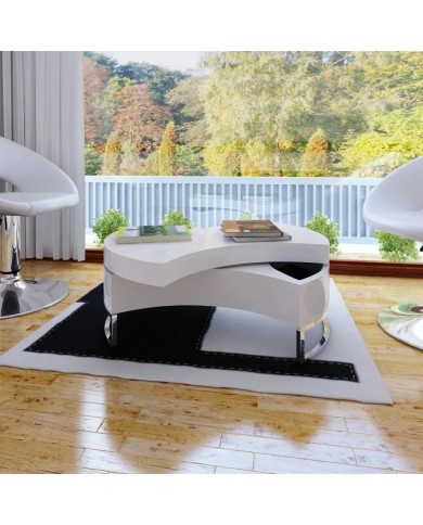 Table basse à forme réglable Haute brillance Blanc 