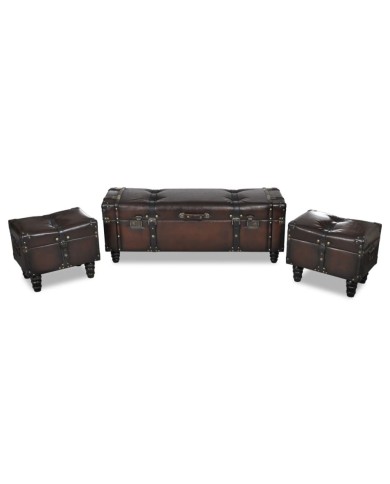 Ensemble de bancs de rangement 3 pcs Marron 
