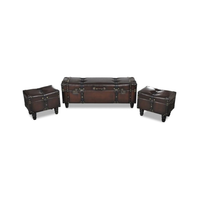 Ensemble de bancs de rangement 3 pcs Marron 