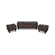 Ensemble de bancs de rangement 3 pcs Marron 