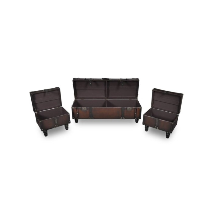 Ensemble de bancs de rangement 3 pcs Marron 