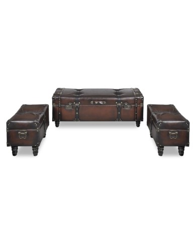 Ensemble de bancs de rangement 3 pcs Marron 