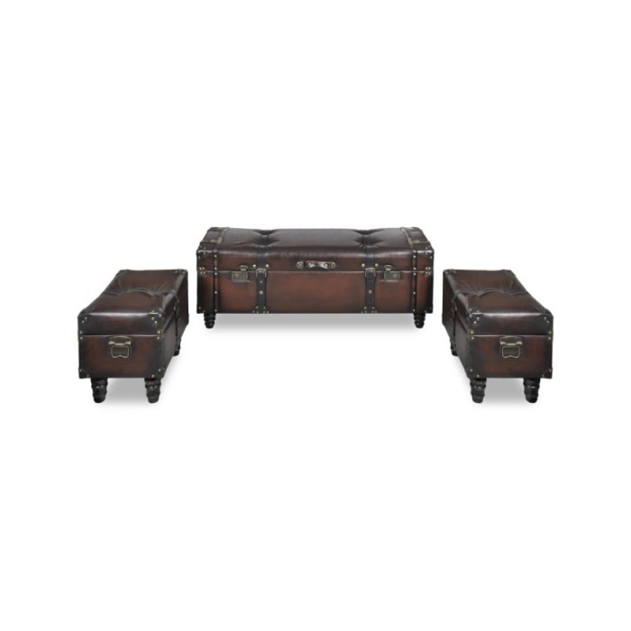 Ensemble de bancs de rangement 3 pcs Marron 