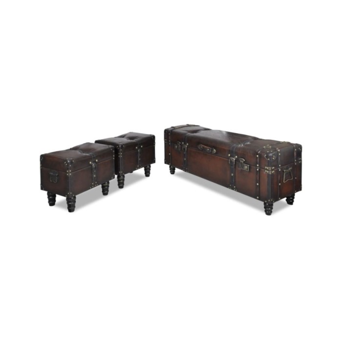 Ensemble de bancs de rangement 3 pcs Marron 
