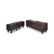 Ensemble de bancs de rangement 3 pcs Marron 