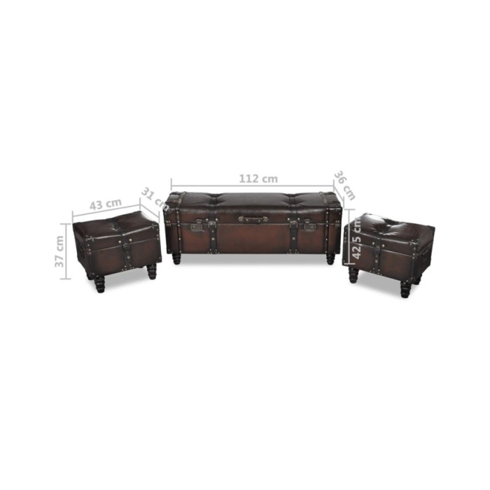 Ensemble de bancs de rangement 3 pcs Marron 