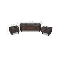 Ensemble de bancs de rangement 3 pcs Marron 