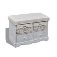 Banc de rangement Blanc 62x33x42 cm Bois de paulownia 