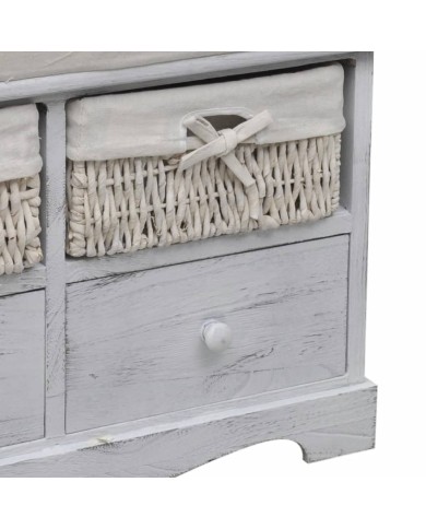 Banc de rangement Blanc 62x33x42 cm Bois de paulownia 