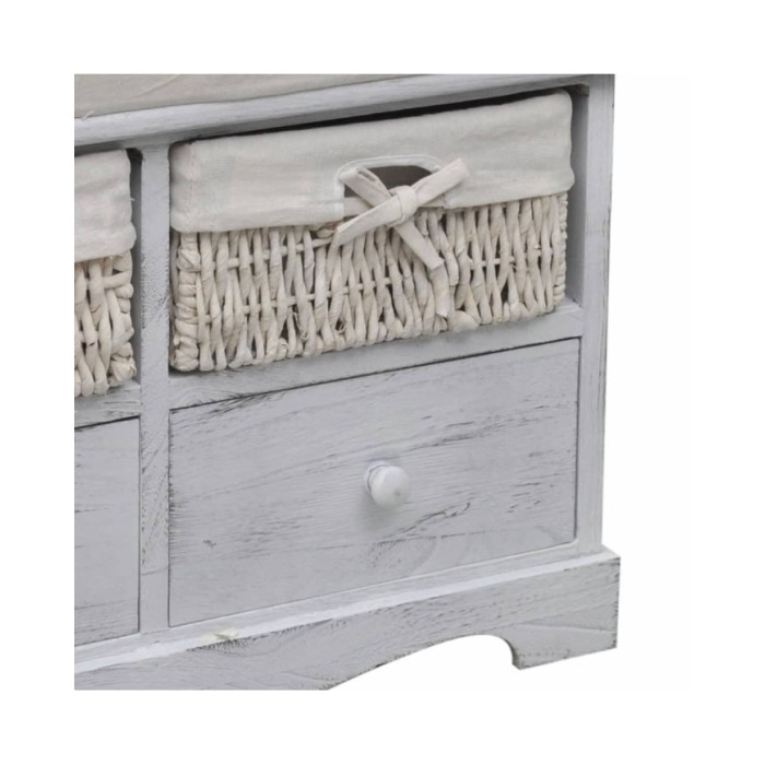 Banc de rangement Blanc 62x33x42 cm Bois de paulownia 