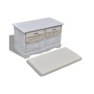 Banc de rangement Blanc 62x33x42 cm Bois de paulownia 
