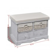 Banc de rangement Blanc 62x33x42 cm Bois de paulownia 