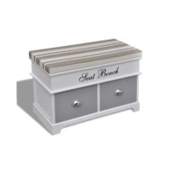 Banc d'entrée et de rangement avec coussin gris 2 tiroirs Blanc