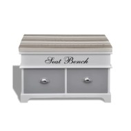Banc d'entrée et de rangement avec coussin gris 2 tiroirs Blanc