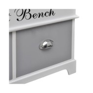 Banc d'entrée et de rangement avec coussin gris 2 tiroirs Blanc