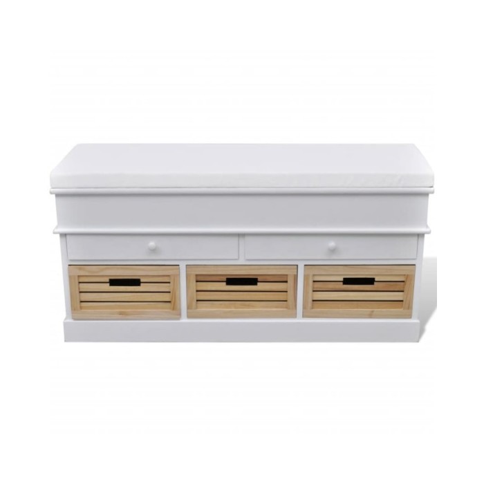 Banc d'entrée et de rangement avec coussin 2 tiroirs Blanc