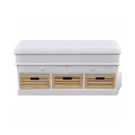 Banc d'entrée et de rangement avec coussin 2 tiroirs Blanc