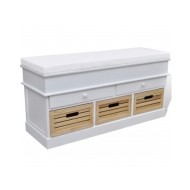 Banc d'entrée et de rangement avec coussin 2 tiroirs Blanc