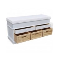 Banc d'entrée et de rangement avec coussin 2 tiroirs Blanc