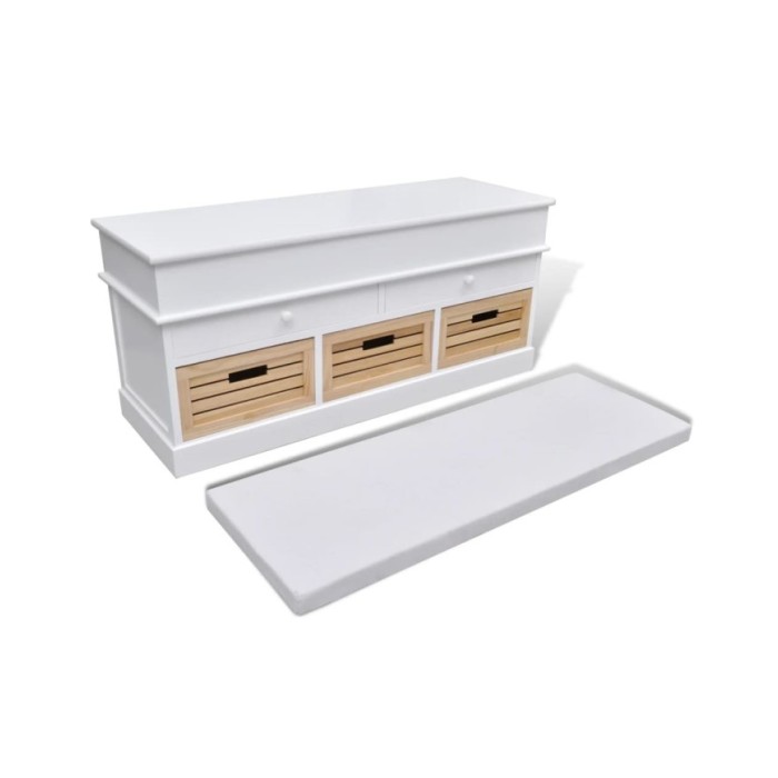 Banc d'entrée et de rangement avec coussin 2 tiroirs Blanc