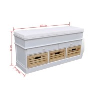 Banc d'entrée et de rangement avec coussin 2 tiroirs Blanc