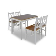 Ensemble de salle à manger 5 pcs Marron et blanc