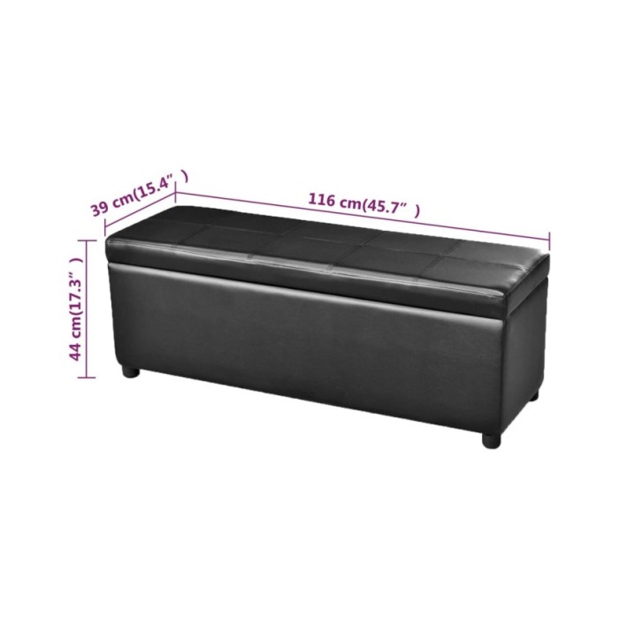Banc long de rangement Bois Noir