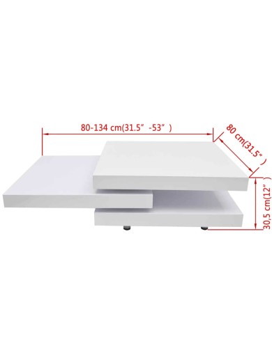Table basse 3 étagères Blanc brillant 