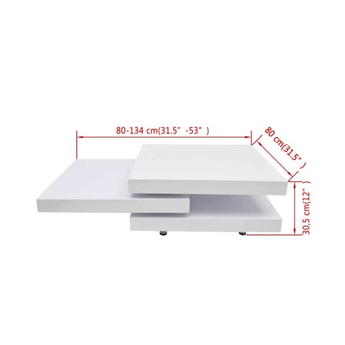 Table basse 3 étagères Blanc brillant 