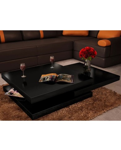 Table basse 3 étagères Noir brillant 